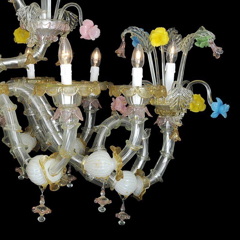 Rezzonico Style Murano Glass Chandelier, 1950s photo vinterior