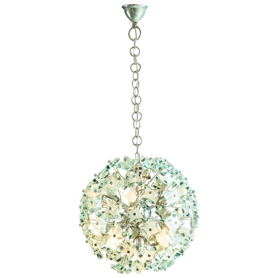 Mid Century Sputnik Cut Glass Pendant In The Style Of Fontana Arte, 1960s