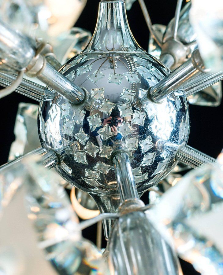 Mid Century Sputnik Cut Glass Pendant In The Style Of Fontana Arte, 1960s photo buy
