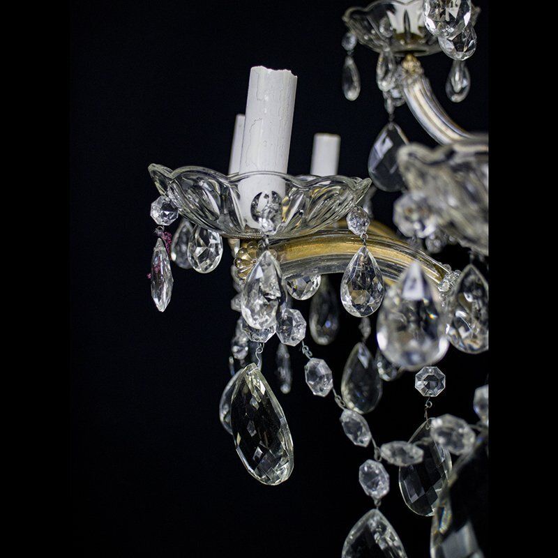 photo for sale Maria Teresa Chandelier With 18 Lights In Bohemian Crystal, 1950s