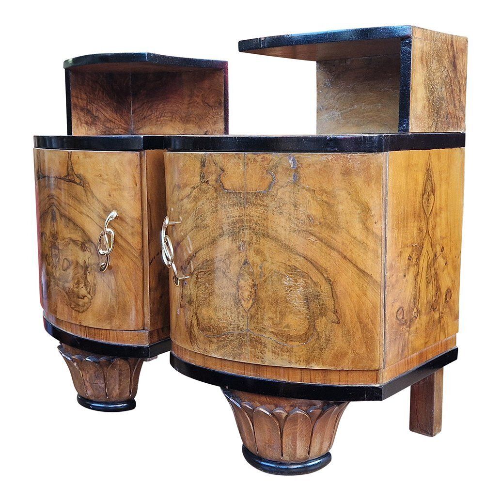Art Deco Italian Bedside Tables, 1980s, Set Of 2 photo for sale