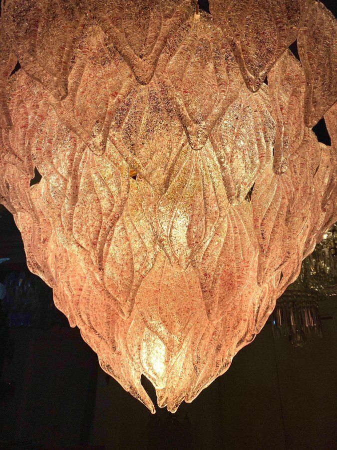 photo buy Pink Murano Glass Polar Chandelier, Italy, 1970s