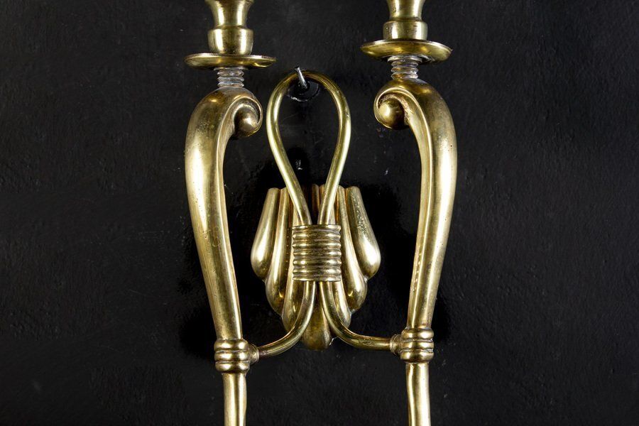 Set Of Mid Century Brass Sconces Or Wall Lights, Italy, 1940s photo 2807.0