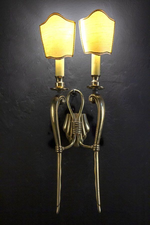 Lighting Set Of Mid Century Brass Sconces Or Wall Lights, Italy, 1940s photo