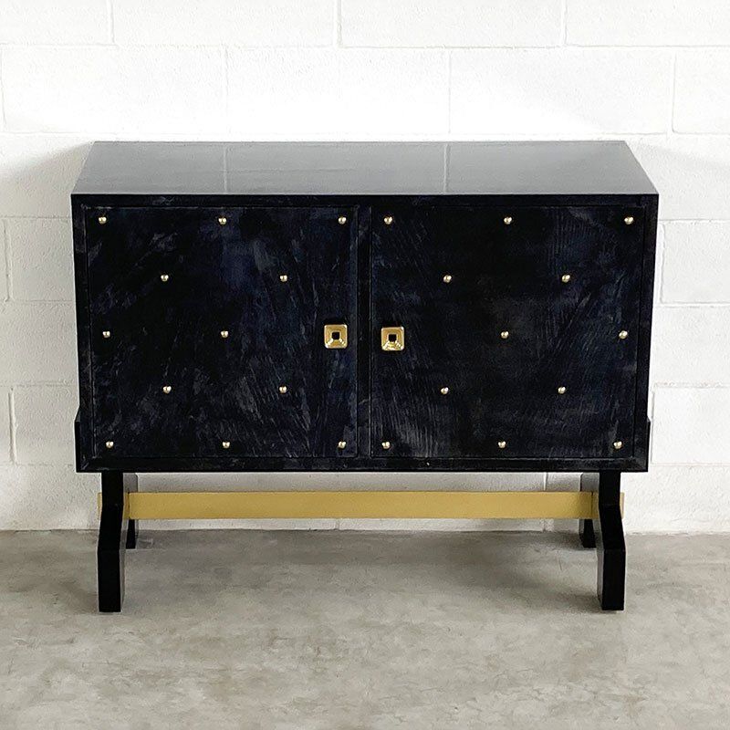 photo for sale Two Door Sideboard In Black Parchment, 1980s