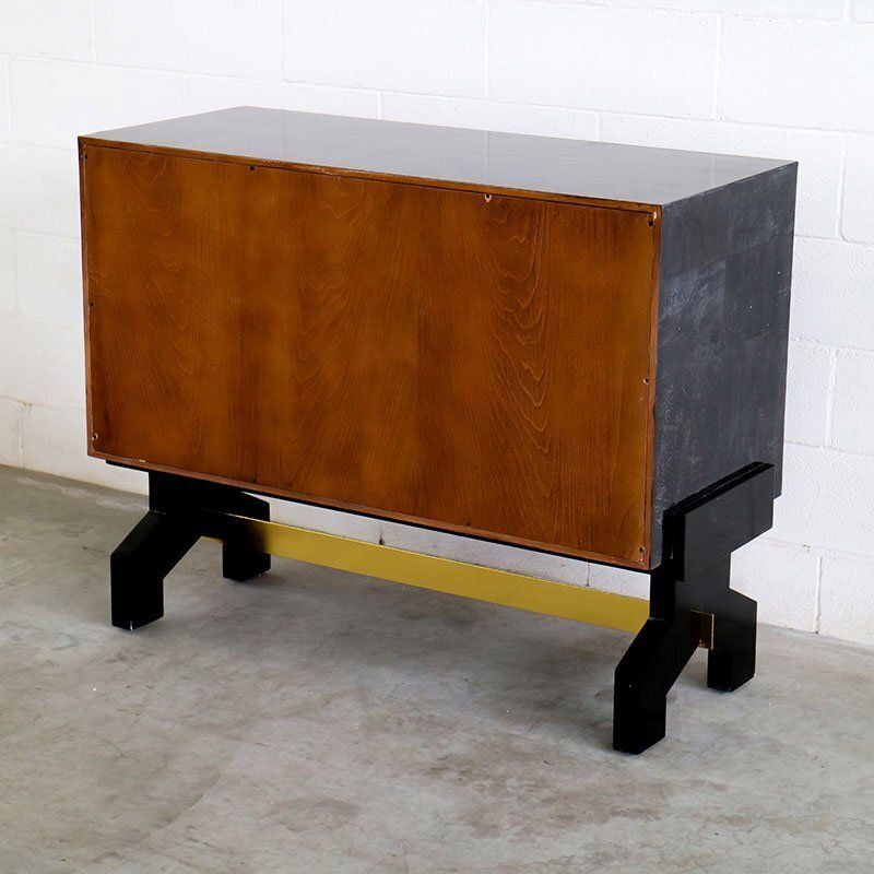 Furniture Two Door Sideboard In Black Parchment, 1980s photo