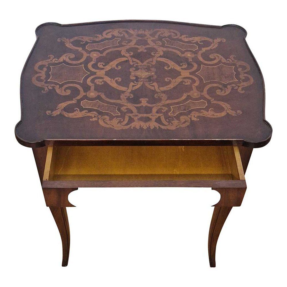 Wooden Coffee Table With Inlaid Top, 1980s photo for sale