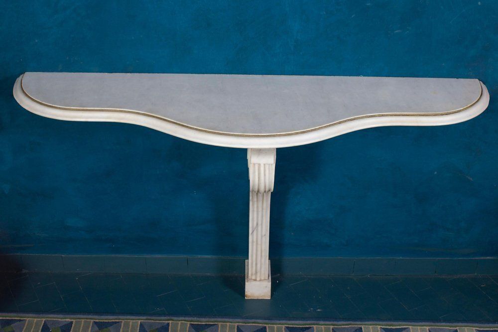 Italian Carrara White Marble Console Tables, 1950s, Set Of 2 photo buy