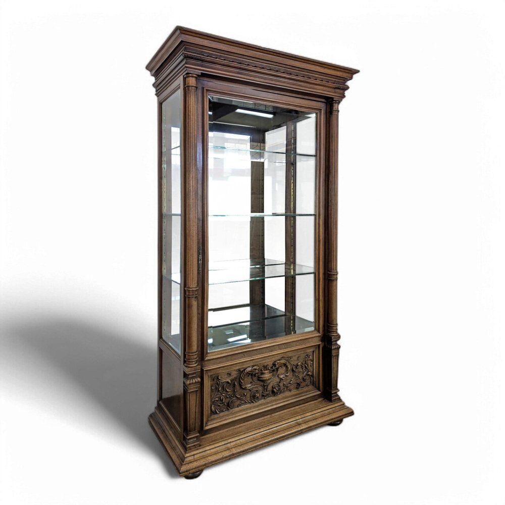 Renaissance Walnut Silverware With Beveled Glass