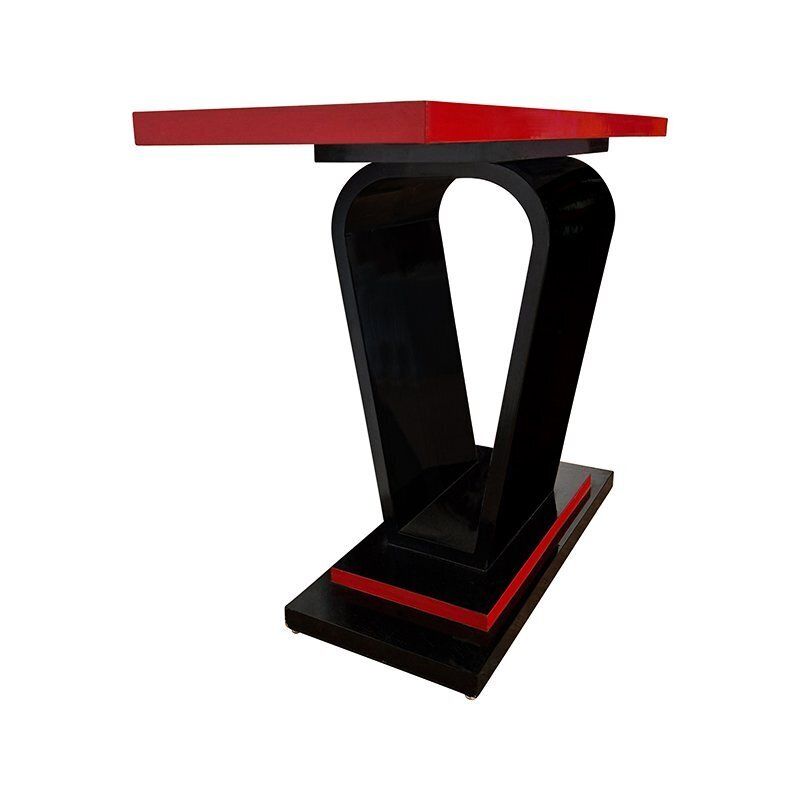Art Deco Style Double Sided Console In Red And Black Lacquer, 1980s photo 2252.0