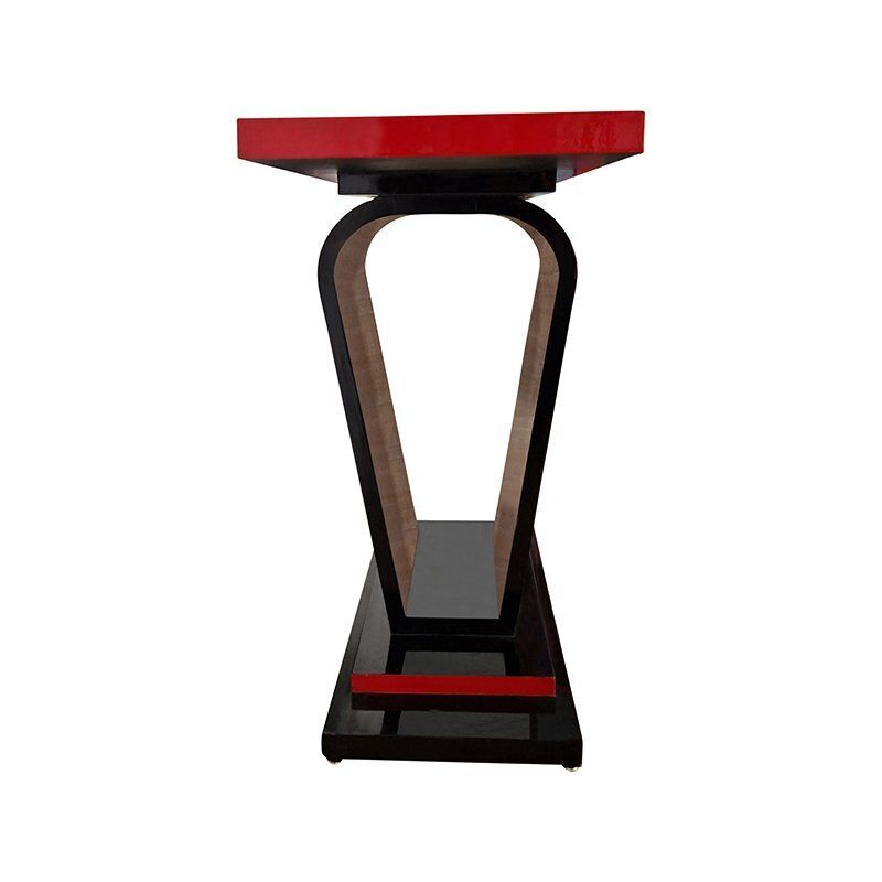 Art Deco Style Double Sided Console In Red And Black Lacquer, 1980s photo vinterior