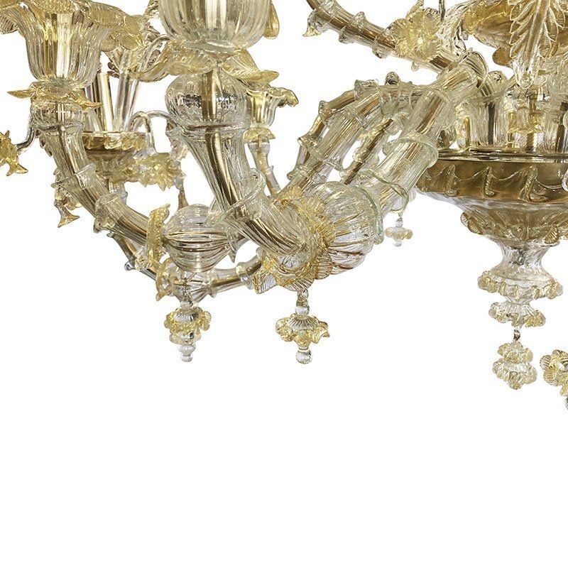 Boat Chandelier In Gold Crystal Murano Glass, 1950s photo Lighting