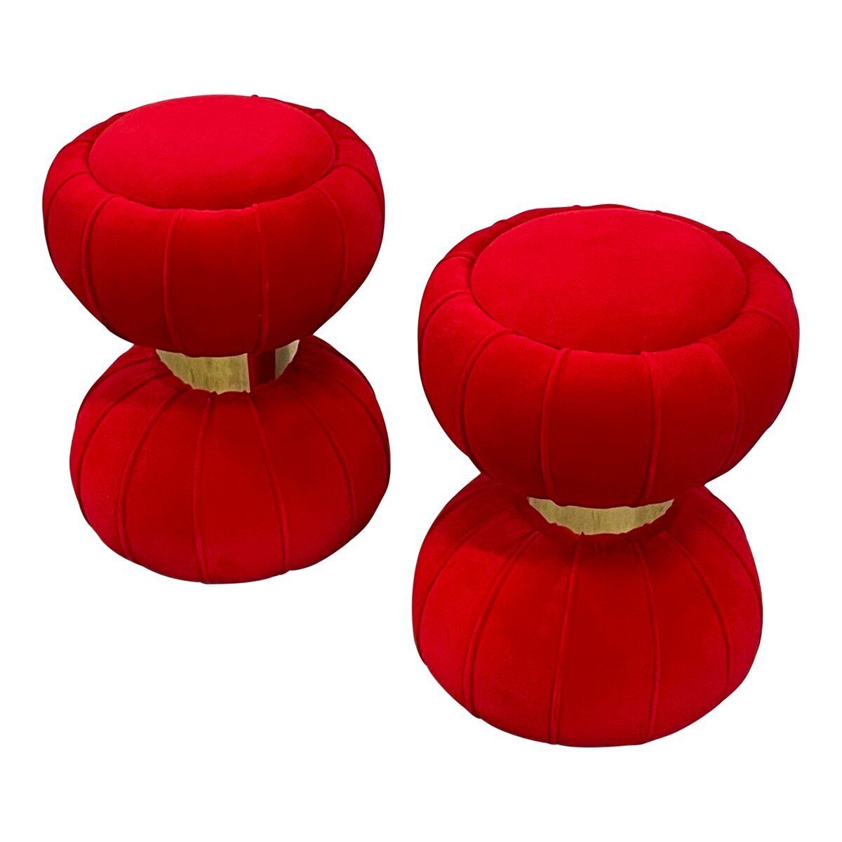 Set Of Clessidra Poufs In Red Velvet., 1990s photo furniture