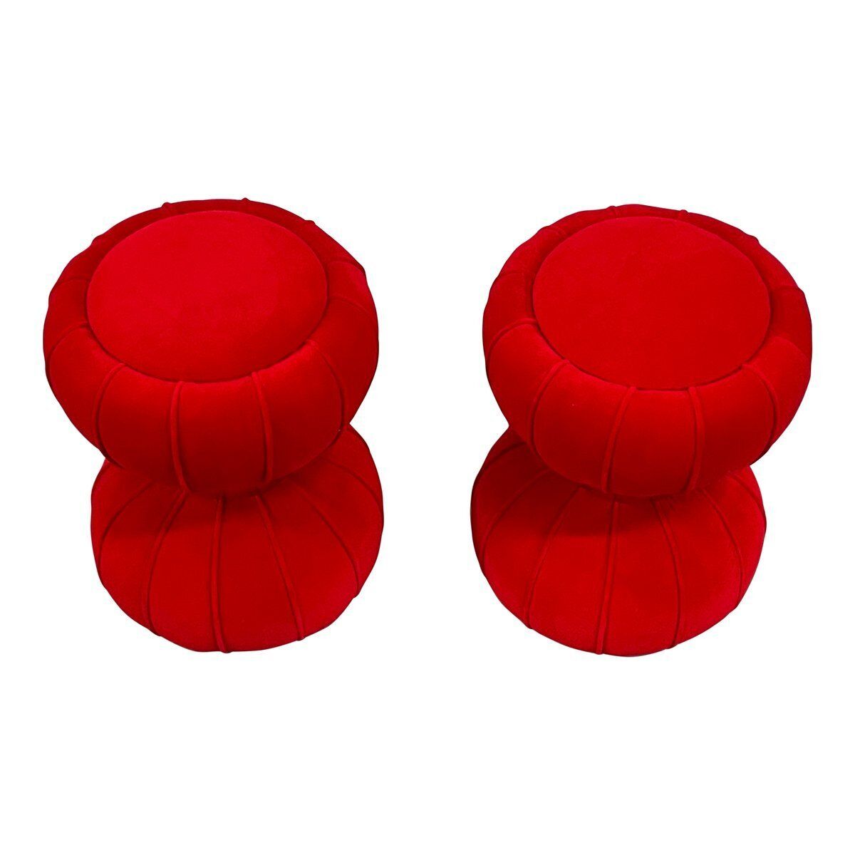 Set Of Clessidra Poufs In Red Velvet., 1990s photo for sale
