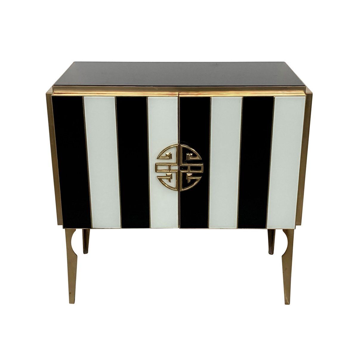 Two Door Sideboard In Black And White Murano Glass, 1980s photo Furniture