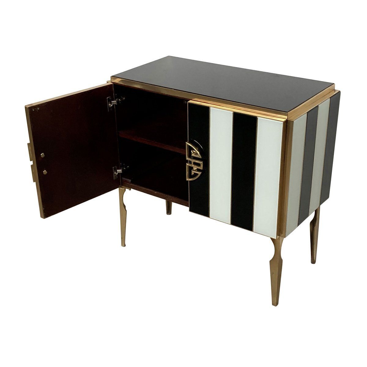 Two Door Sideboard In Black And White Murano Glass, 1980s photo vinterior