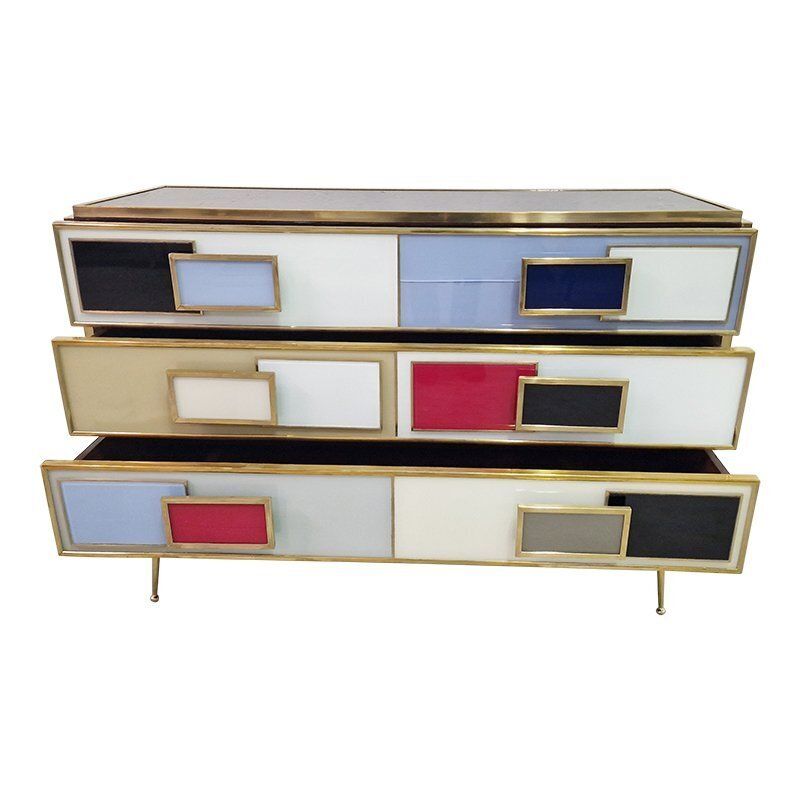 Commode With 3 Glass Drawers, 1990s photo buy