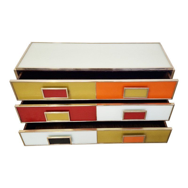 Dresser With Six Multicolored Glass Drawers, 1980s photo Furniture
