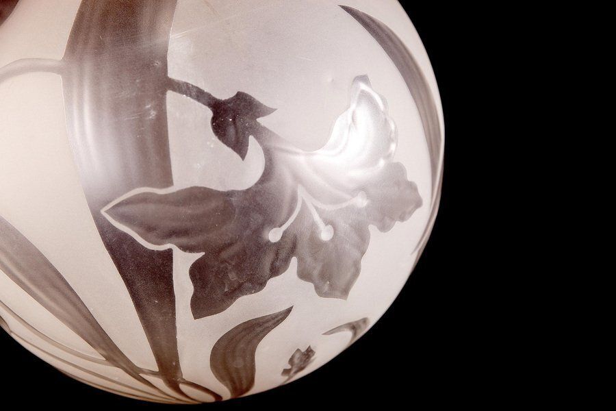 Liberty Engraved Glass Sphere Chandelier Or Lantern, Italy, 1940 photo vinterior