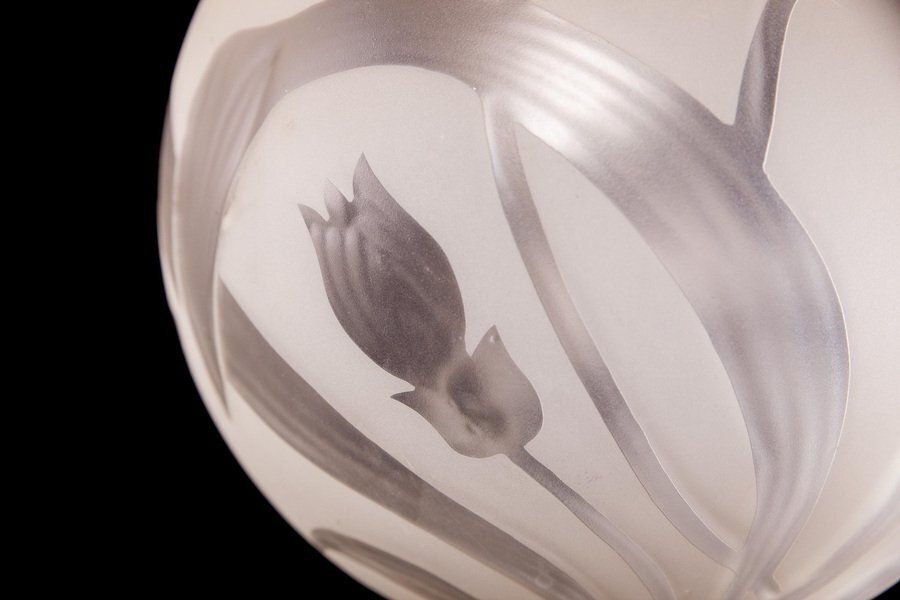 7427.0 Liberty Engraved Glass Sphere Chandelier Or Lantern, Italy, 1940 photo
