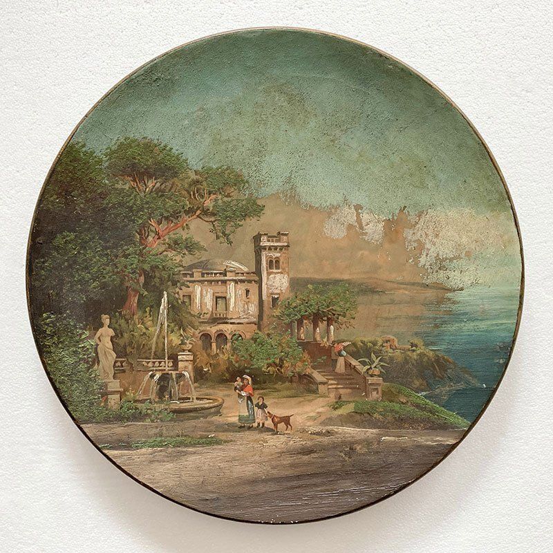 Early 20th Century Porcelain Plate Sorrento Castle, Gulf Of Naples photo furniture