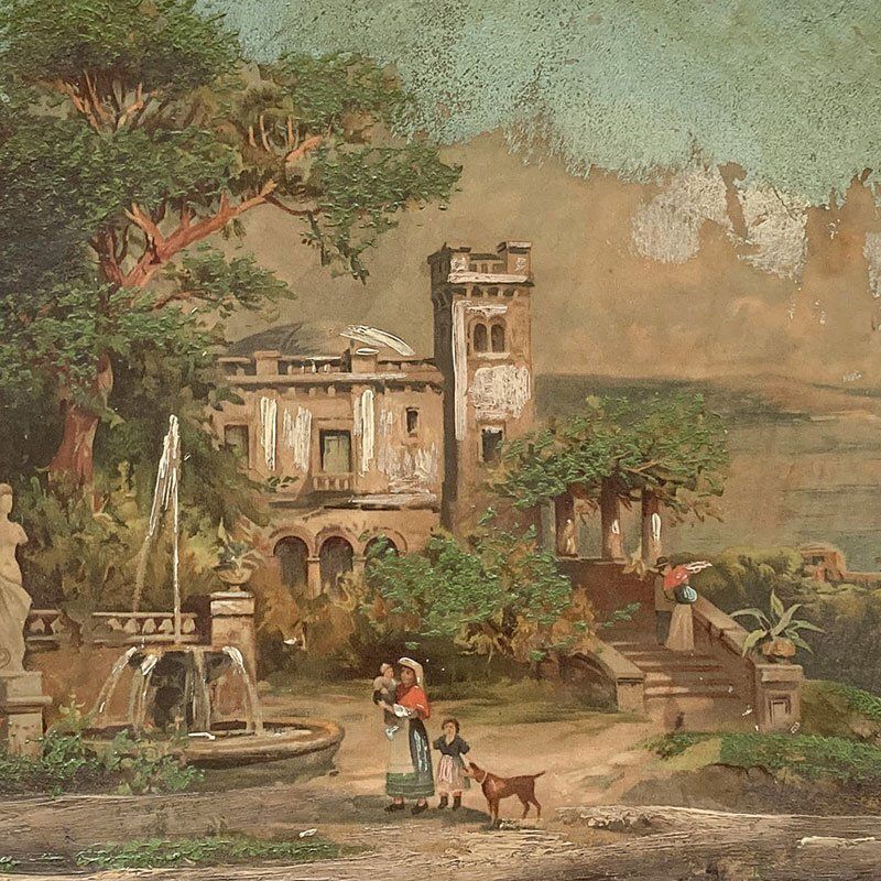 Early 20th Century Porcelain Plate Sorrento Castle, Gulf Of Naples photo Home Decor