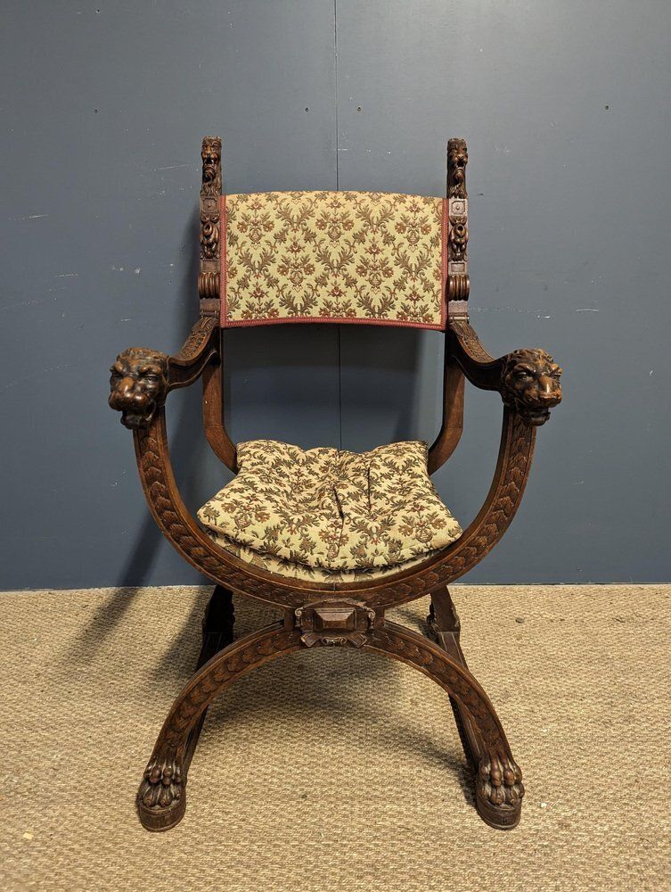 Set Of Renaissance Style Armchairs In Walnut photo for sale