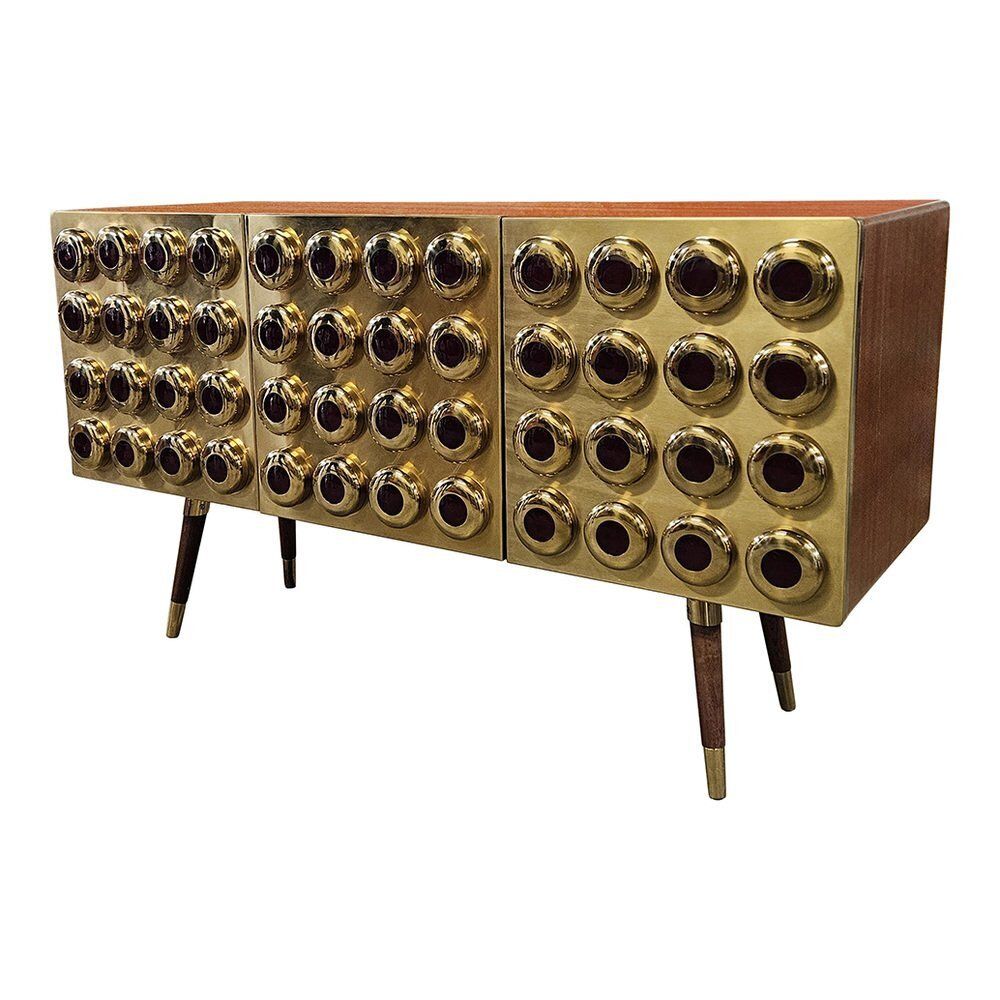3 Door Sideboard In Brass And Glass, 1980s photo furniture