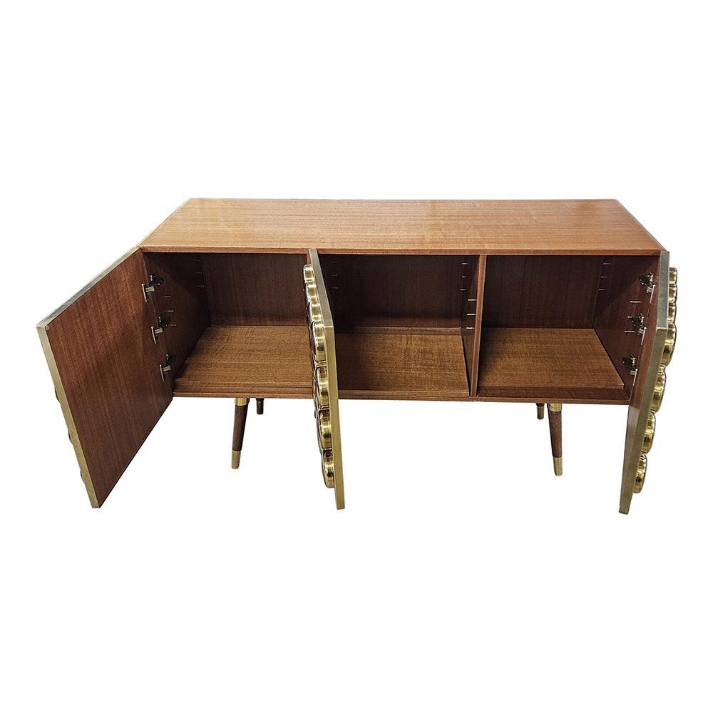 3 Door Sideboard In Brass And Glass, 1980s photo buy