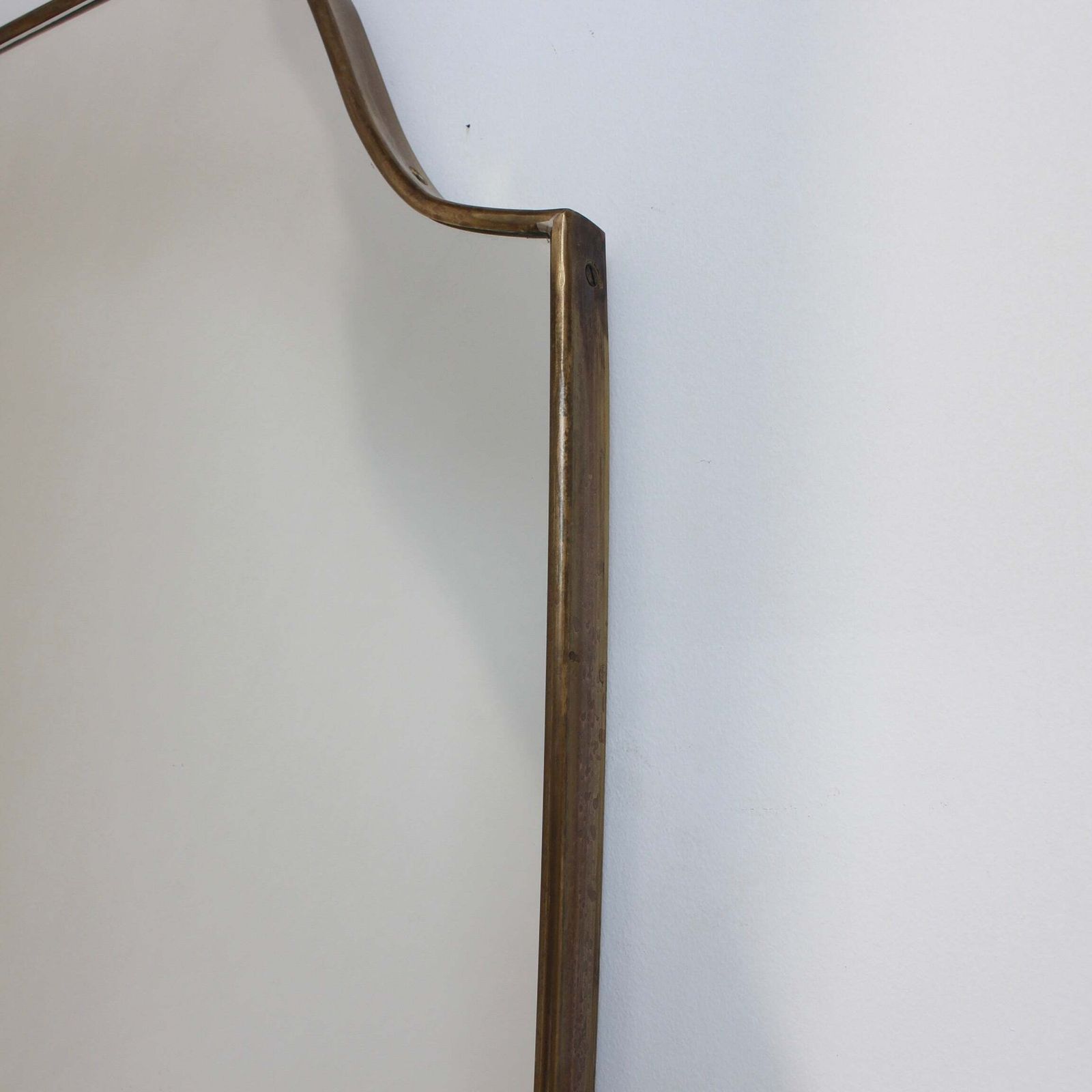 2160.0 Vintage Italian Wall Mirror With Brass Frame (Circa 1960s) photo