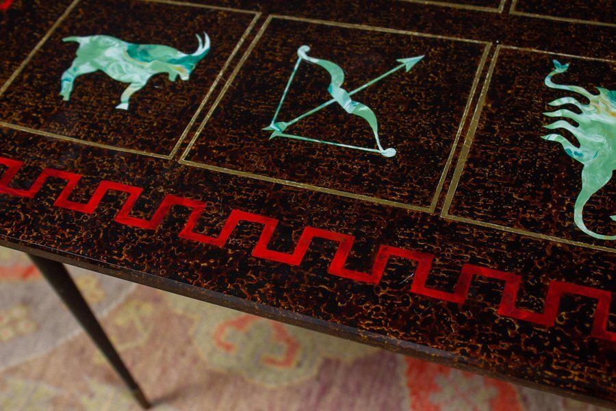 Glass Zodiac Cocktail Or Coffee Table From Fontana Arte photo vintage