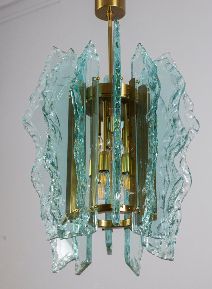 Cut Glass Chandelier From Fontana Arte, 1960s photo vintage
