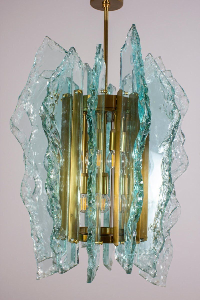 photo for sale Cut Glass Chandelier From Fontana Arte, 1960s