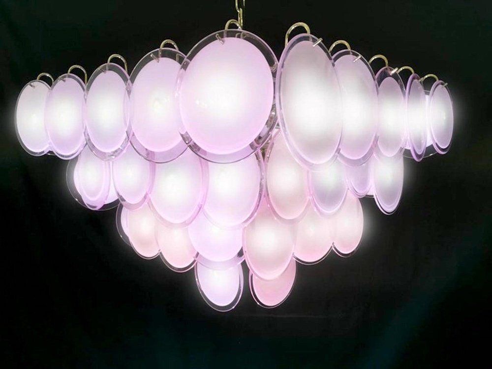 Modern Amethyst Color Disc Murano Glass Chandelier, 1970s, Set Of 2 photo 6860.0