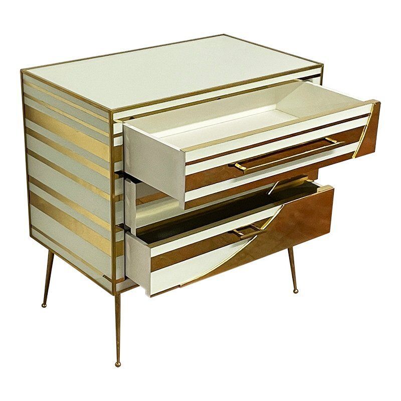 White And Gold Three Drawer Dresser, 1990s photo vinterior