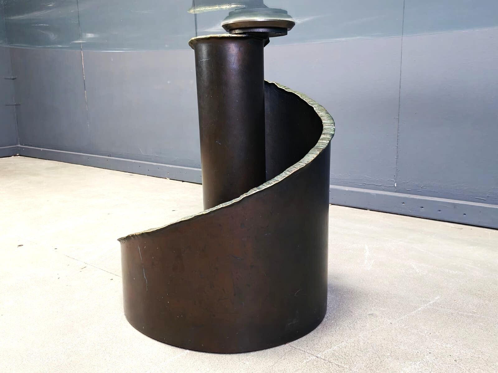photo for sale 1990s Brutalist Style Glass And Bronze Dining Table By Barilone For Roche Bobois