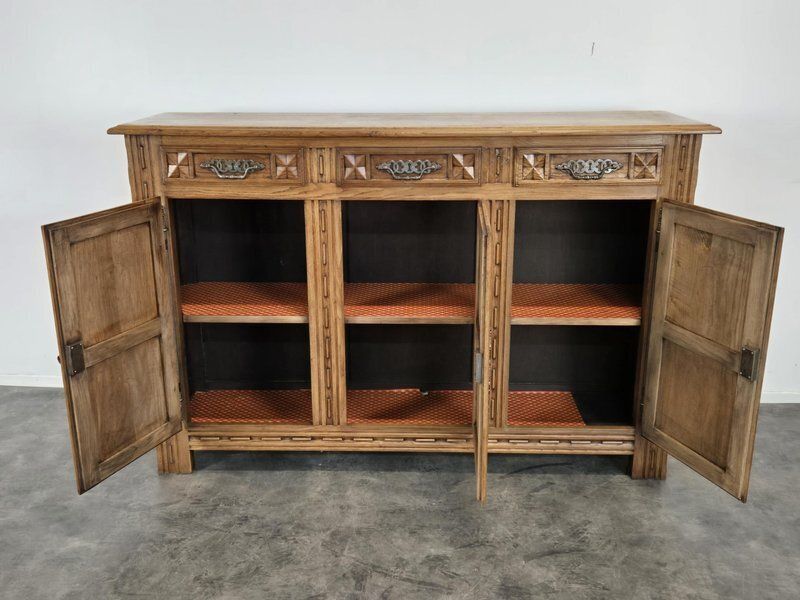 High Sideboard In Carved Oak From Dlg ​​Dudouyt photo Furniture