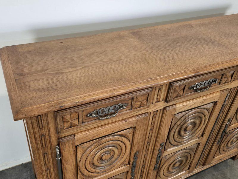 High Sideboard In Carved Oak From Dlg ​​Dudouyt photo buy