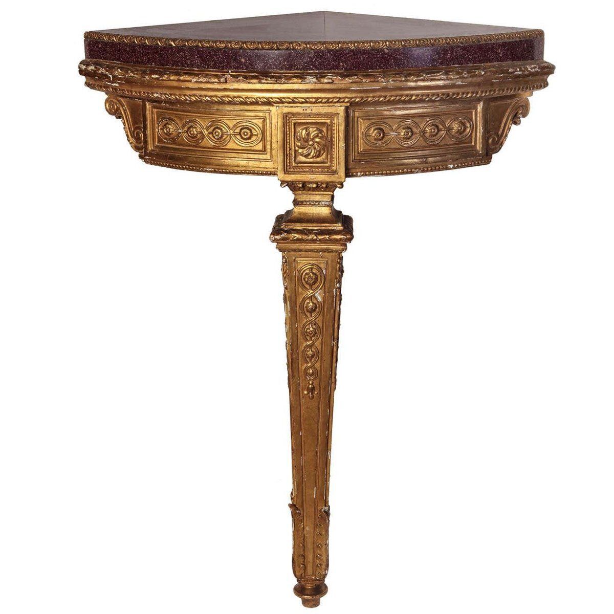 18th Century North Italian Encoignures With Porphyry Marble Top, Set Of 2
