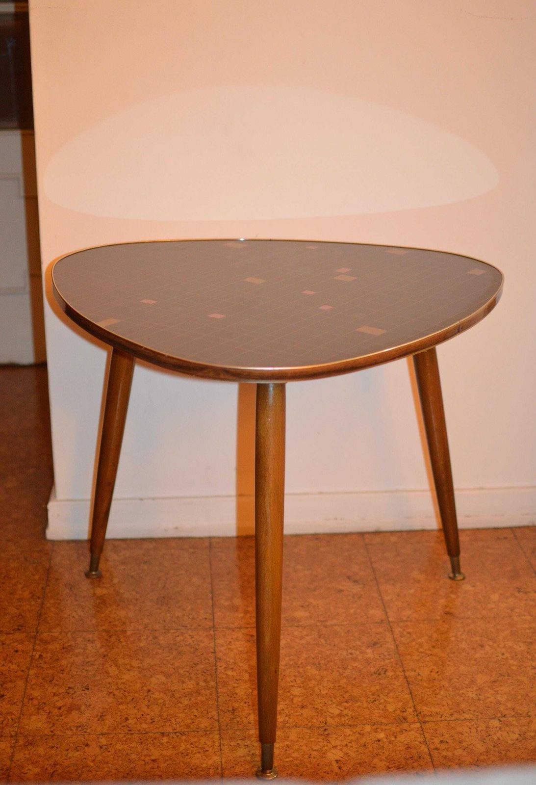 Vintage 50s Mid Century Nordic Modernist Rockabilly  Glass  Desk Tripod Desk photo for sale