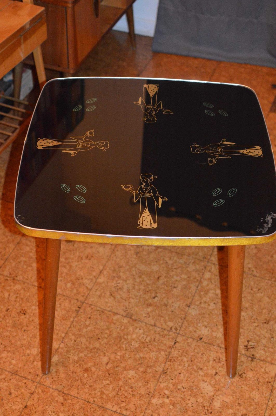 Vintage 50s Mid Century Nordic Modernist Rockabilly  Glass  Desk Table. German Table photo vintage