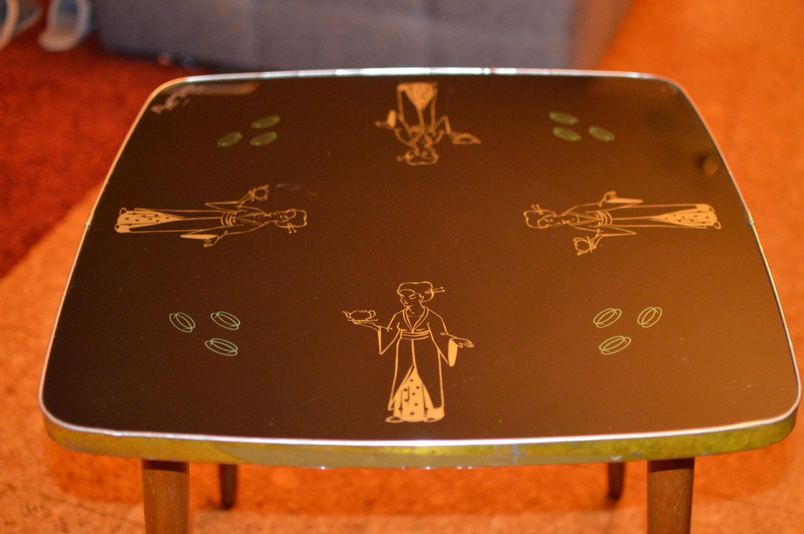 Furniture Vintage 50s Mid Century Nordic Modernist Rockabilly  Glass  Desk Table. German Table photo