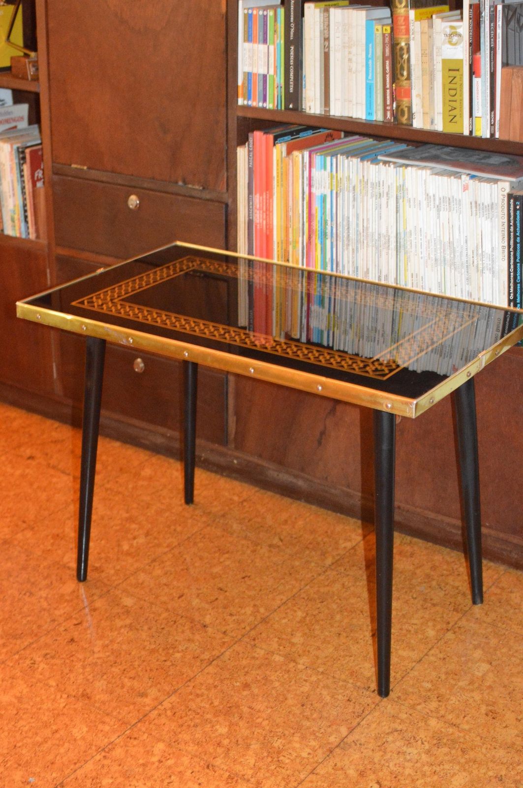 Vintage 50s Mid Century Nordic Modernist Rockabilly  Glass  Desk Table photo furniture