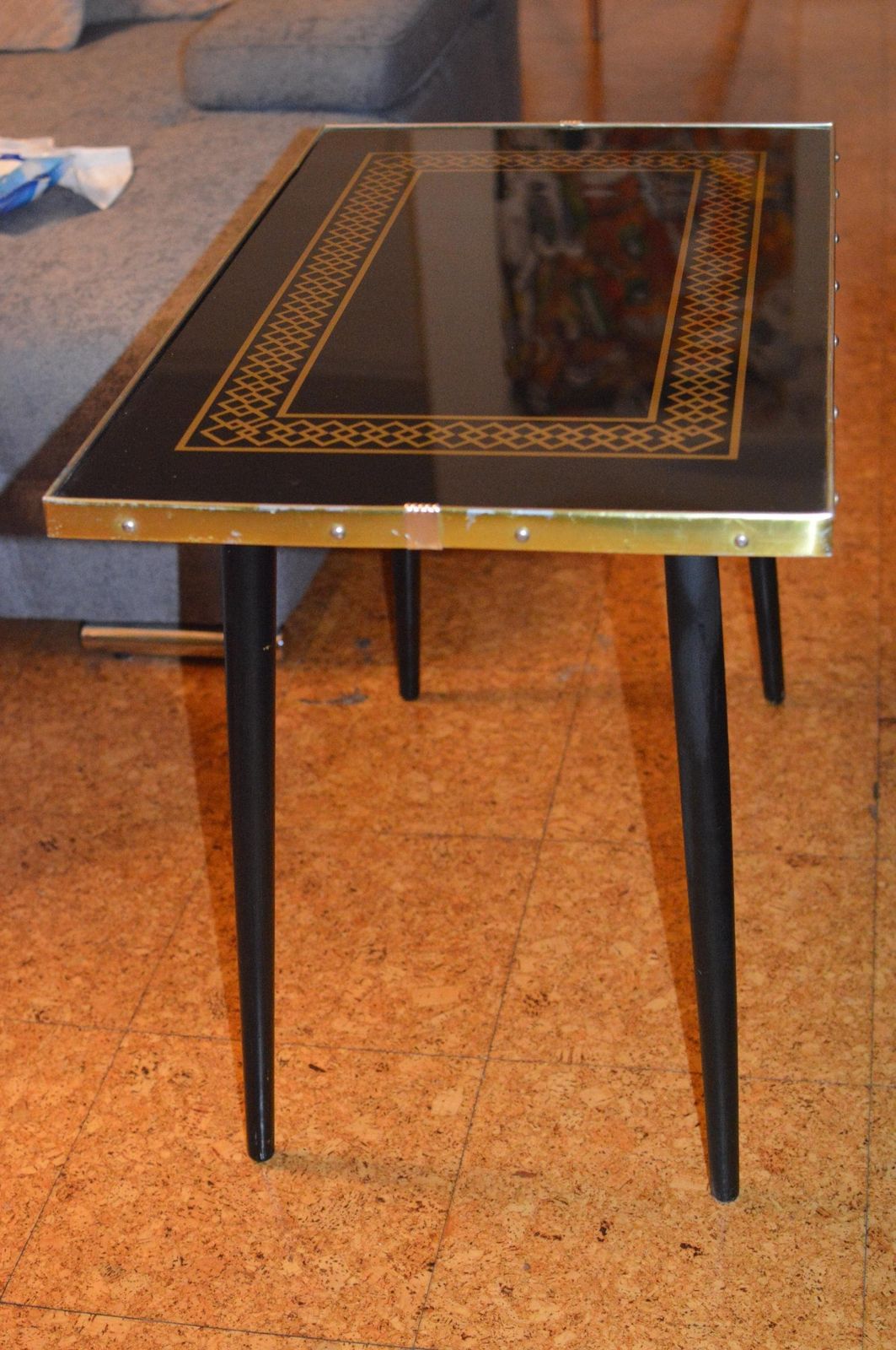 Vintage 50s Mid Century Nordic Modernist Rockabilly  Glass  Desk Table photo vintage