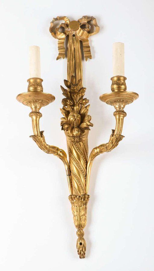 18th Century French Louis XVI Ormolu 2 Arm Sconces, 1780, Set Of 2 photo furniture