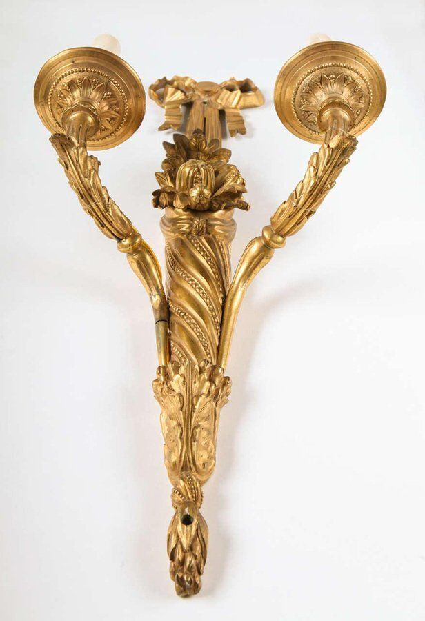 18th Century French Louis XVI Ormolu 2 Arm Sconces, 1780, Set Of 2 photo vinterior