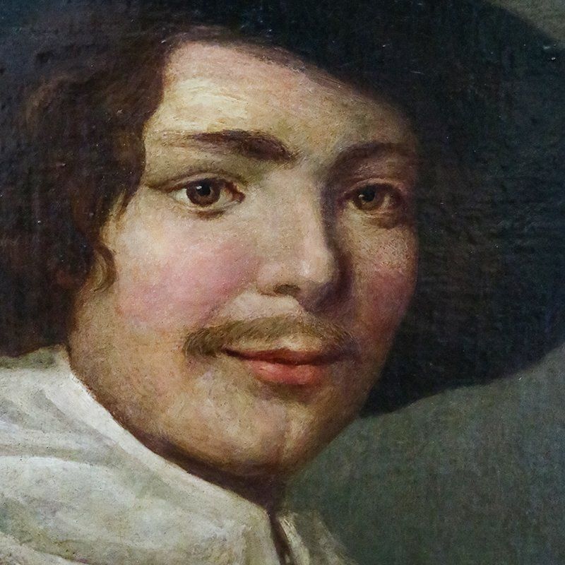 Flemish Artist After Frans Hals, Portrait Of A Young Man, 1700s, Oil On Canvas photo vinterior