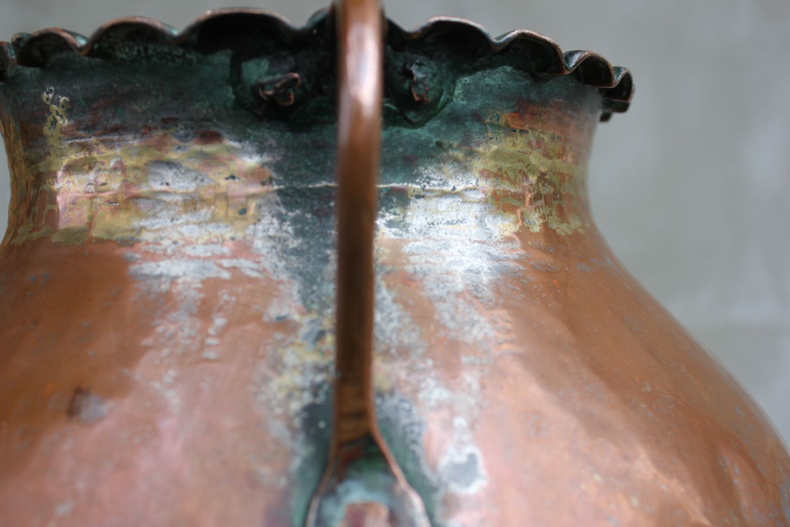 photo furniture Large Antique Hand Hammered Copper Vessel, 19th Century Balkan Ottoman