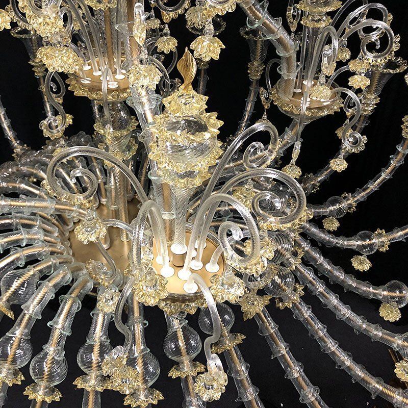 Transparent And White Murano Glass Chandelier, 1950s photo Lighting