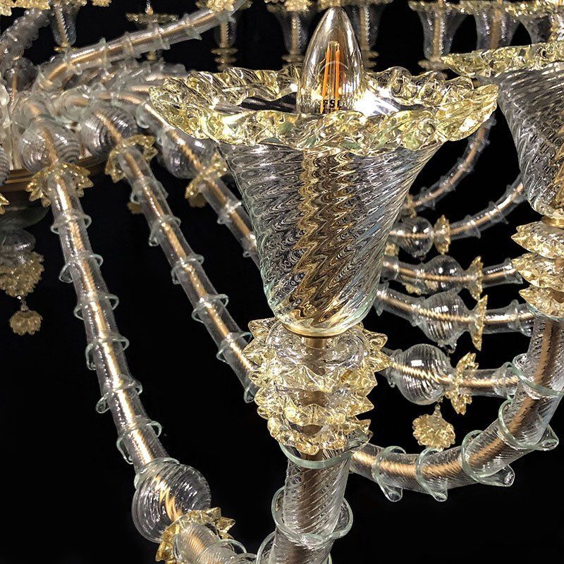Transparent And White Murano Glass Chandelier, 1950s photo vinterior